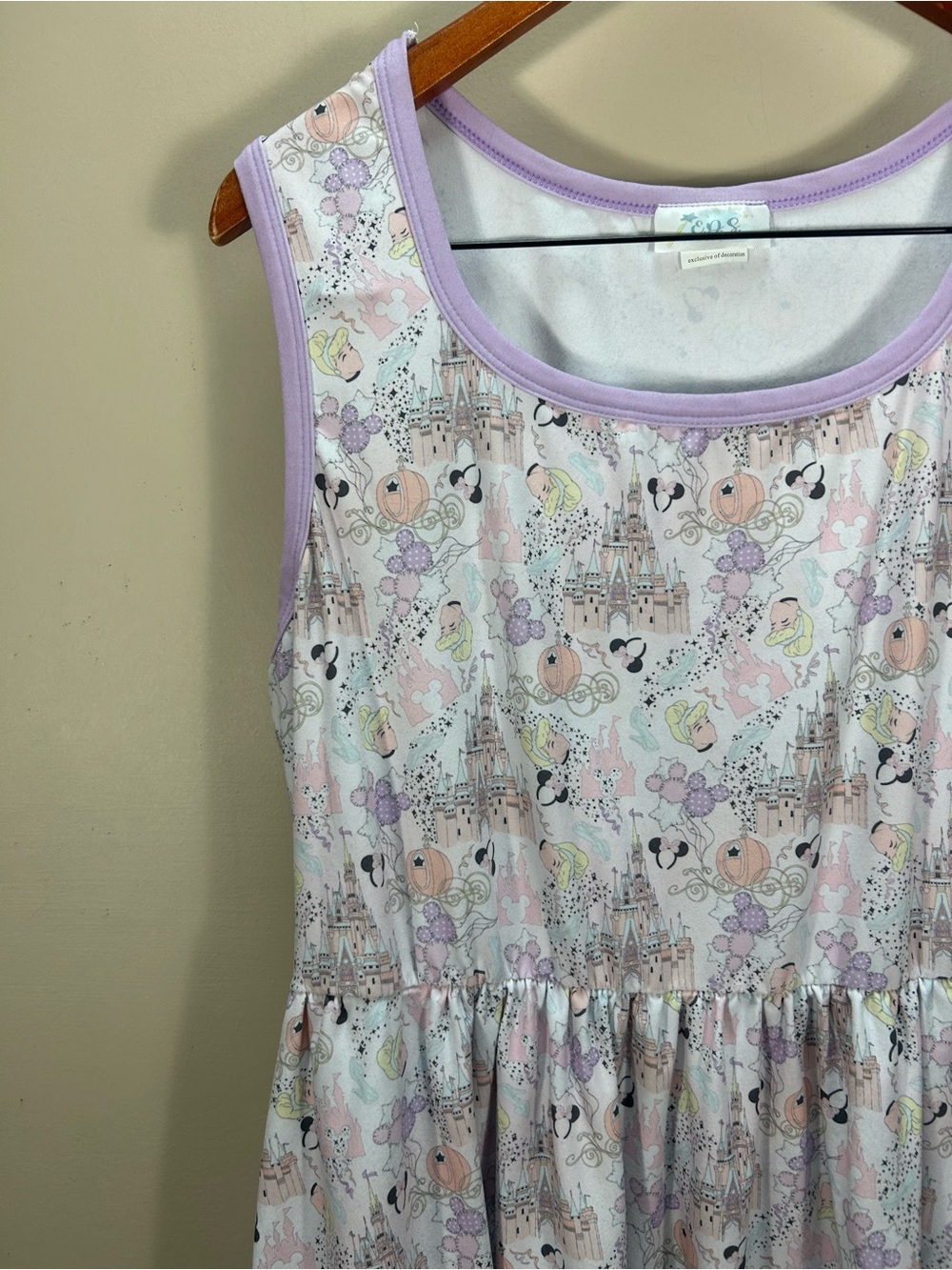 Sleeveless Lavender-Trim Printed Mini Dress - Picture 3 of 10